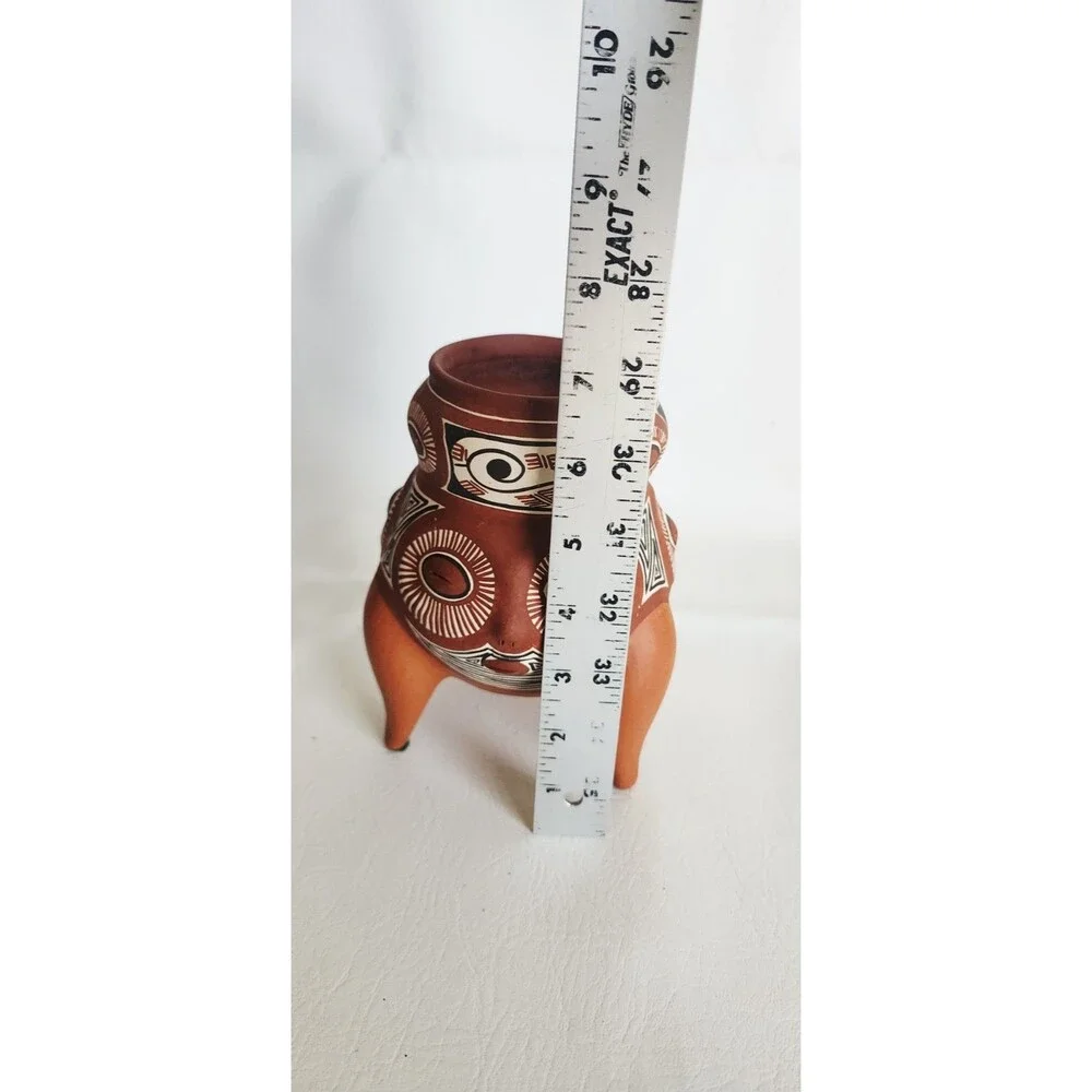 Venezuelan Folk Art Handmade Hand Painted Tree Face Small Terracotta Vase
